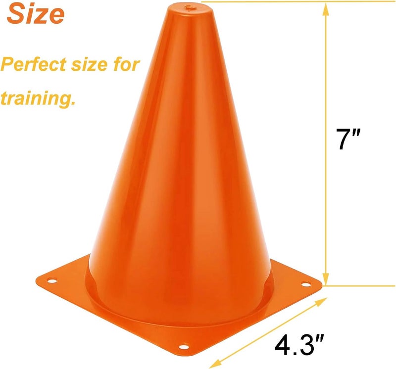 Aphrolin 7 Inch Soccer Cones with Carry Bag,15 Pcs Sports Training Cones, Basketball Football Skating Drills Cones, Small Plastic Agility Marker Cone For Indoor and Outdoor Games,Orange Mini Traffic Cones - Image 2